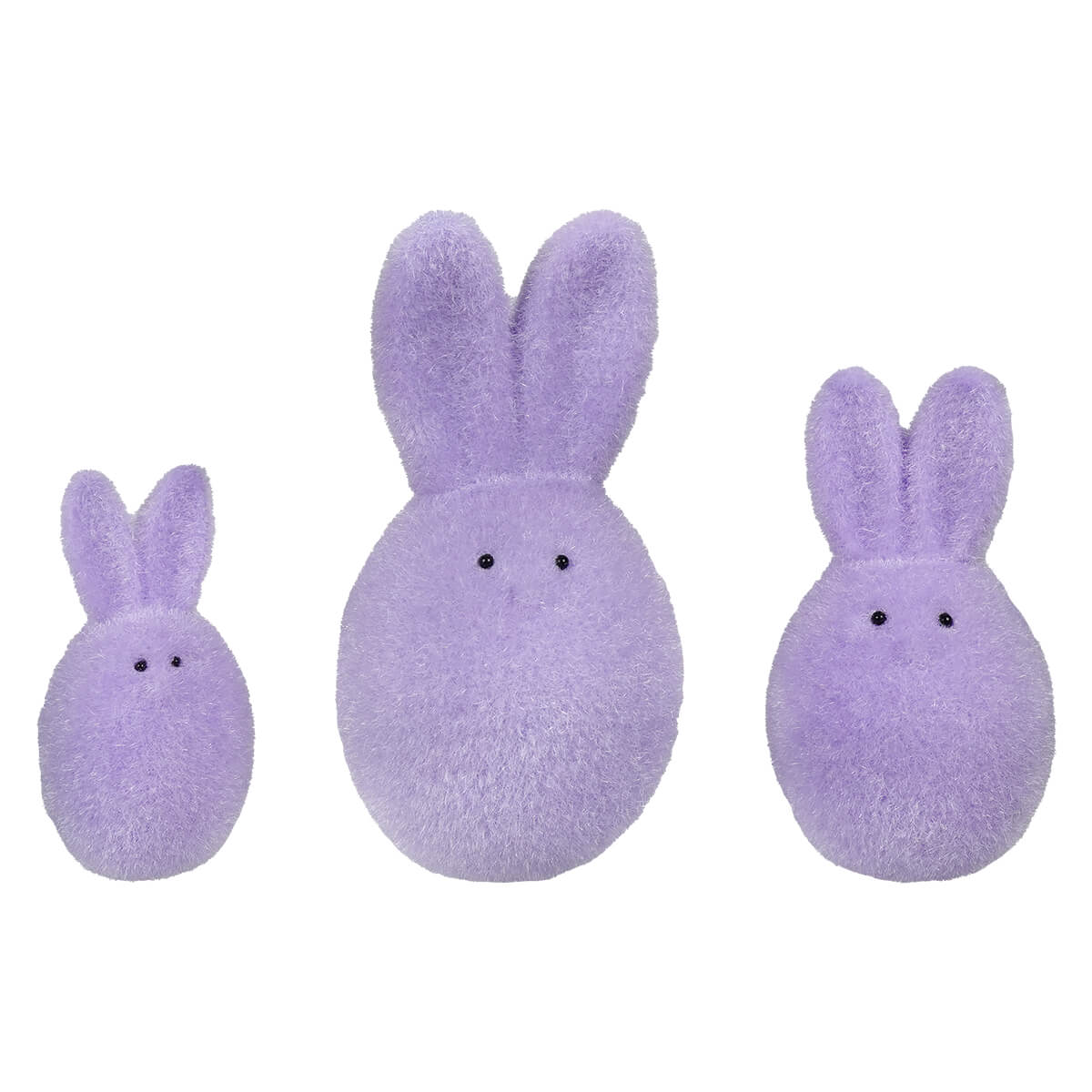 Violet Flocked Bunny Eggs Set/3