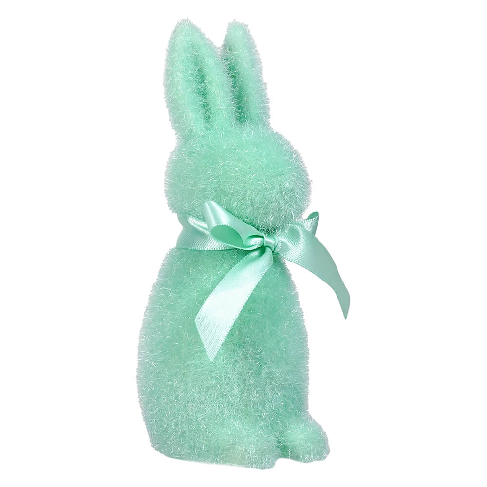 Aqua Flocked Pastel Button Nose Bunny