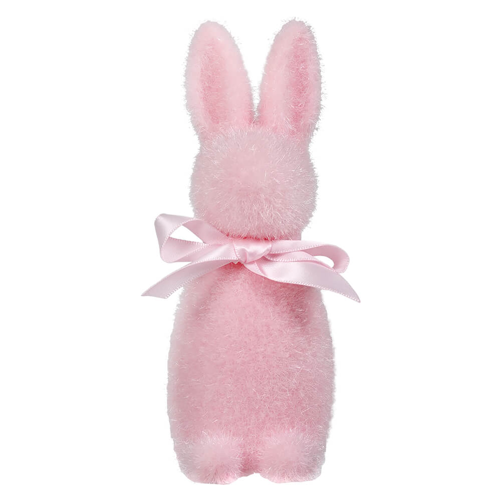 Light Pink Flocked Pastel Button Nose Bunny