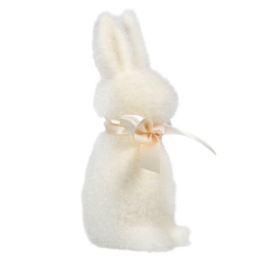 White Flocked Pastel Button Nose Bunny