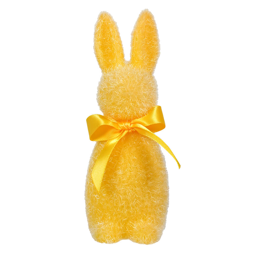 Yellow Flocked Pastel Button Nose Bunny