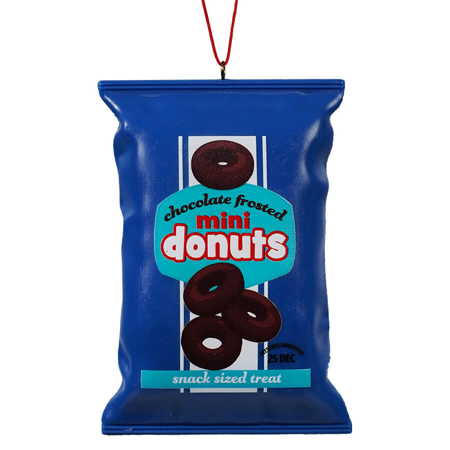 Chocolate Frosted Mini Donuts Snack Bag Ornament