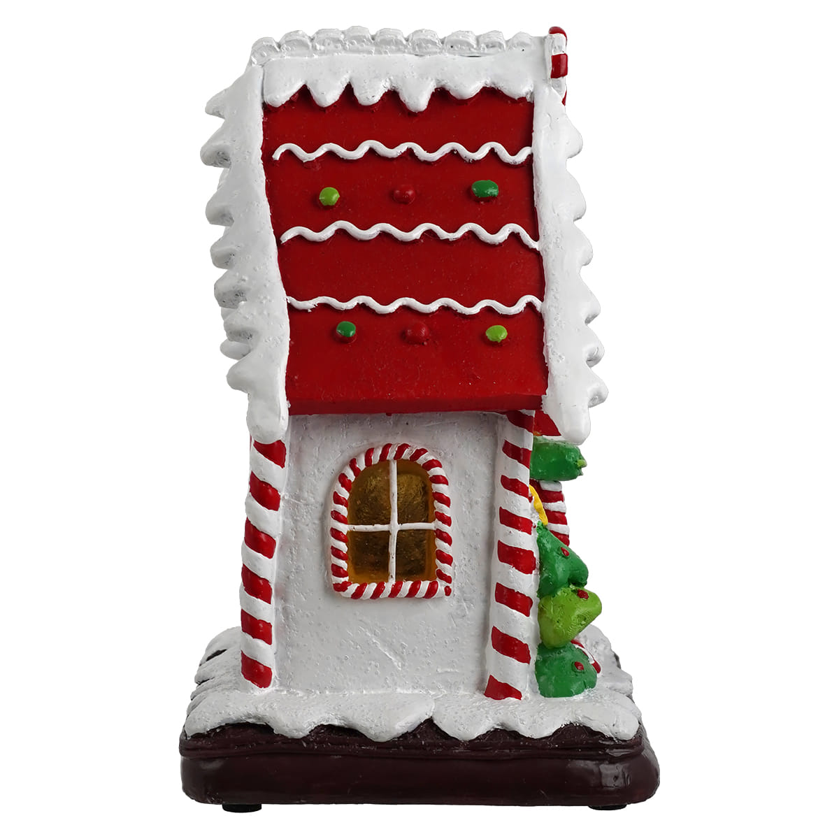 8" Lighted LED Red & White House With Santa & Tree