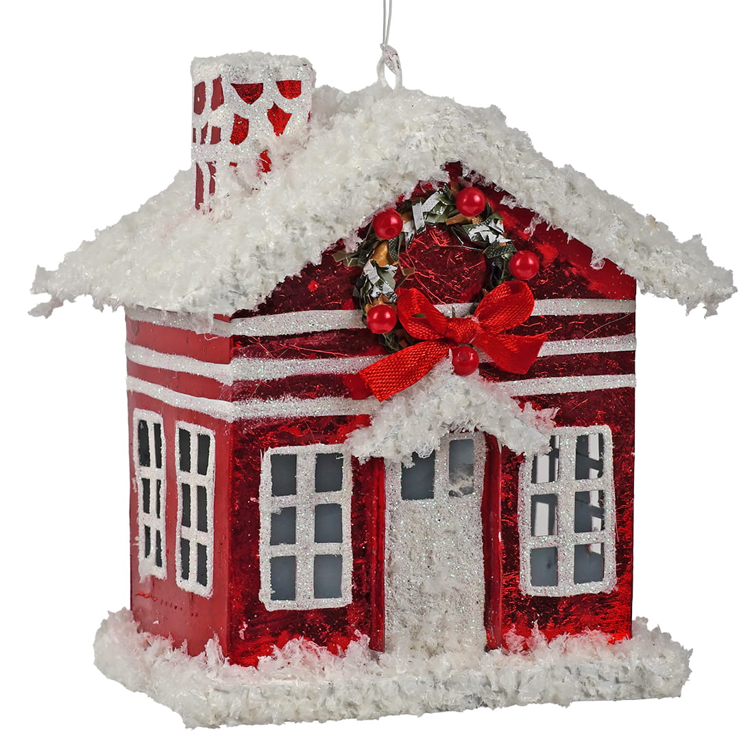 Stripped Tin House Ornament
