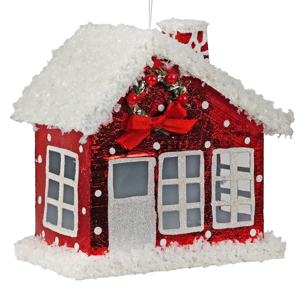 Polka Dot Tin House Ornament