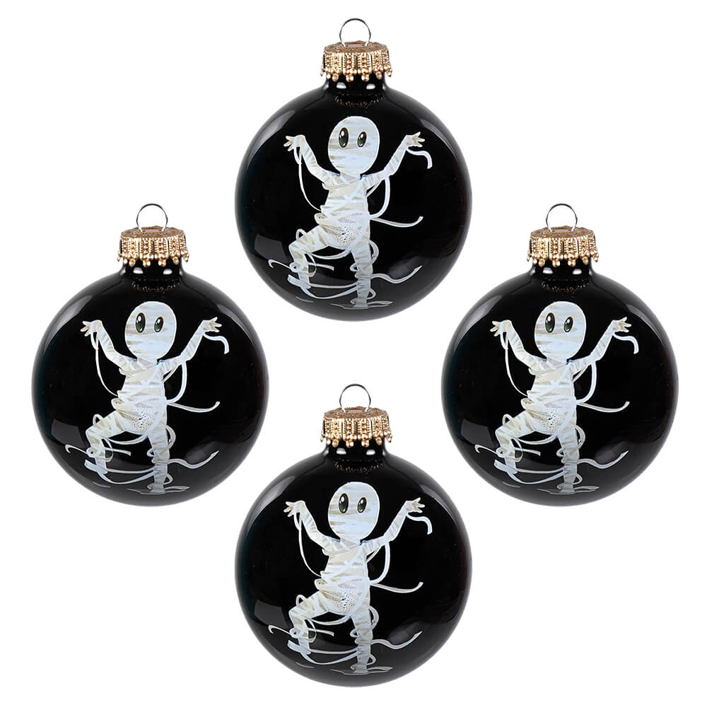 Mummy Black Ball Ornaments Set/4