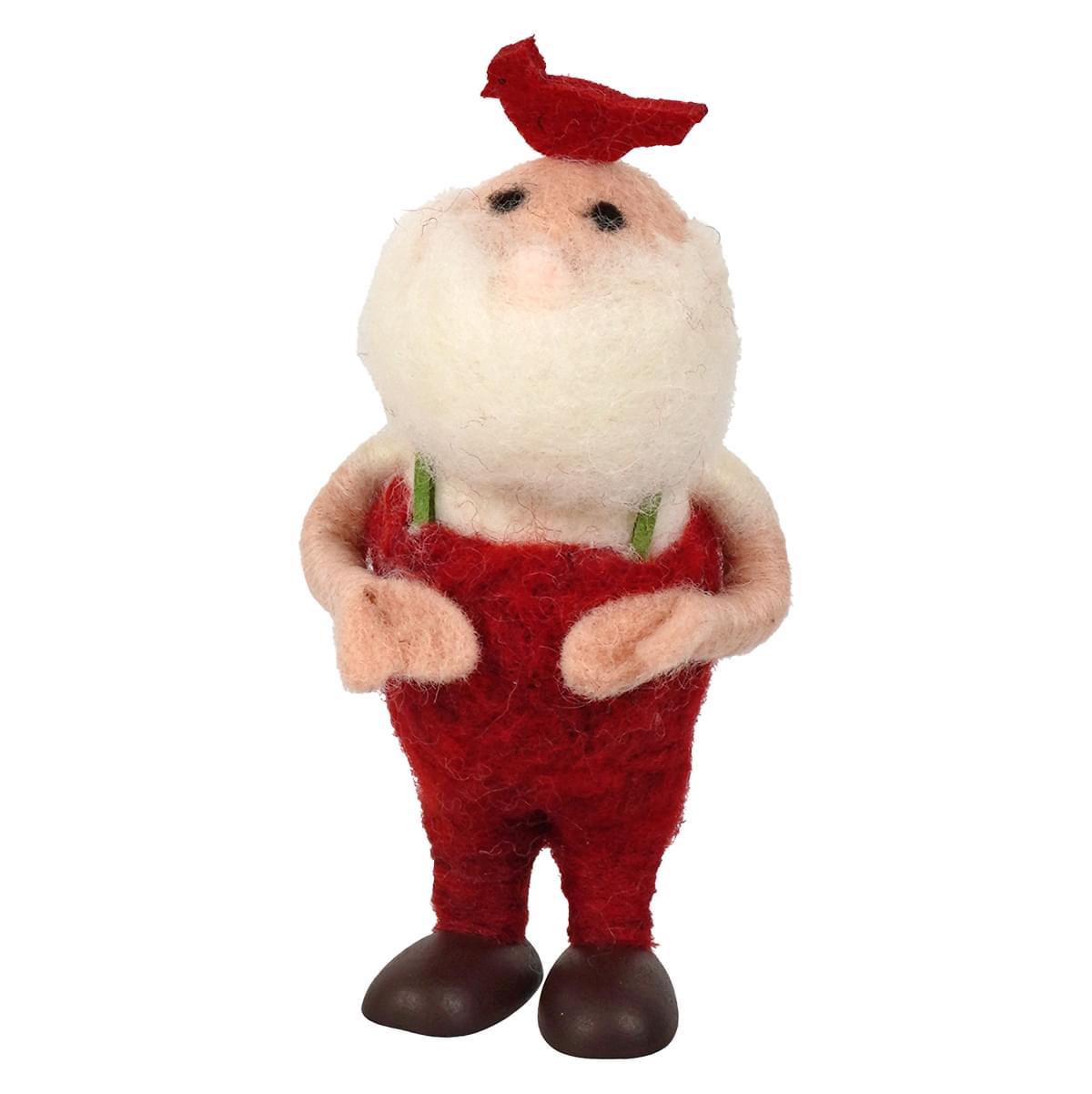5.25" Wool Santa With Cardinal