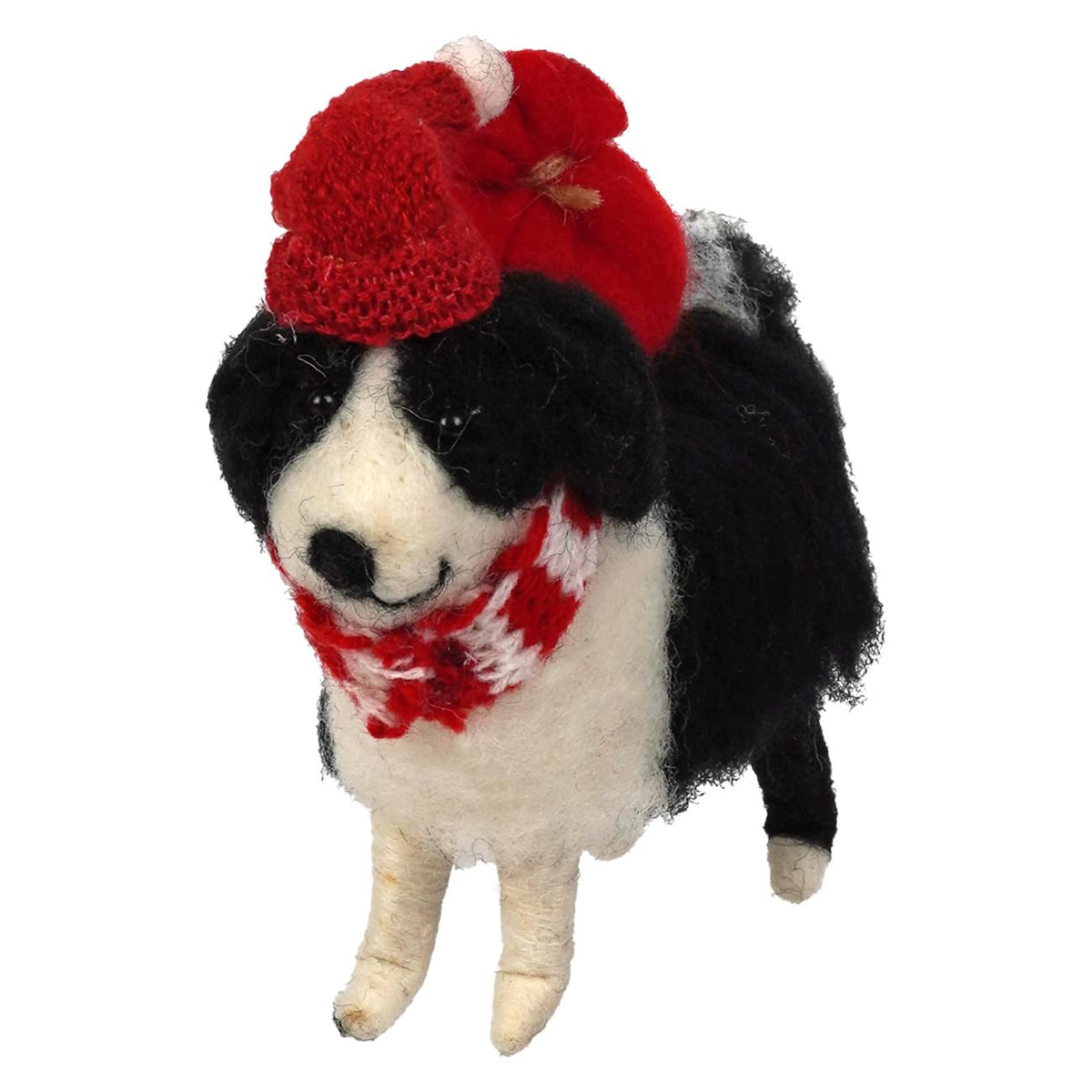5" Black Dog & White Dog With Red Hat & Knapsack