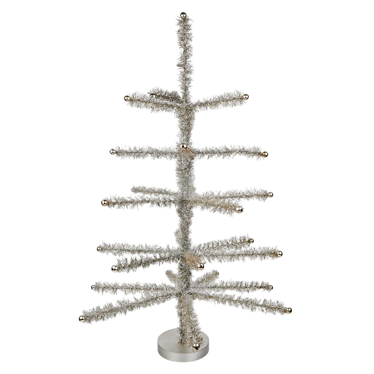 26" Short Pewter Tinsel Tree With Beaded Tips