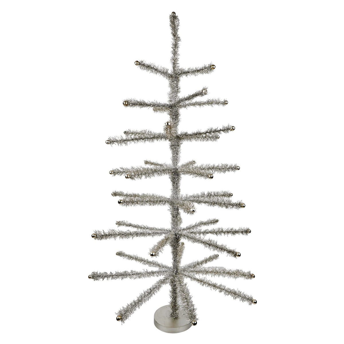 36" Pewter Tinsel Tree With Beaded Tips