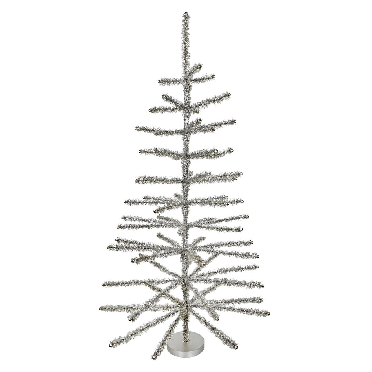 48" Large Pewter Tinsel Tree With Beaded Tips