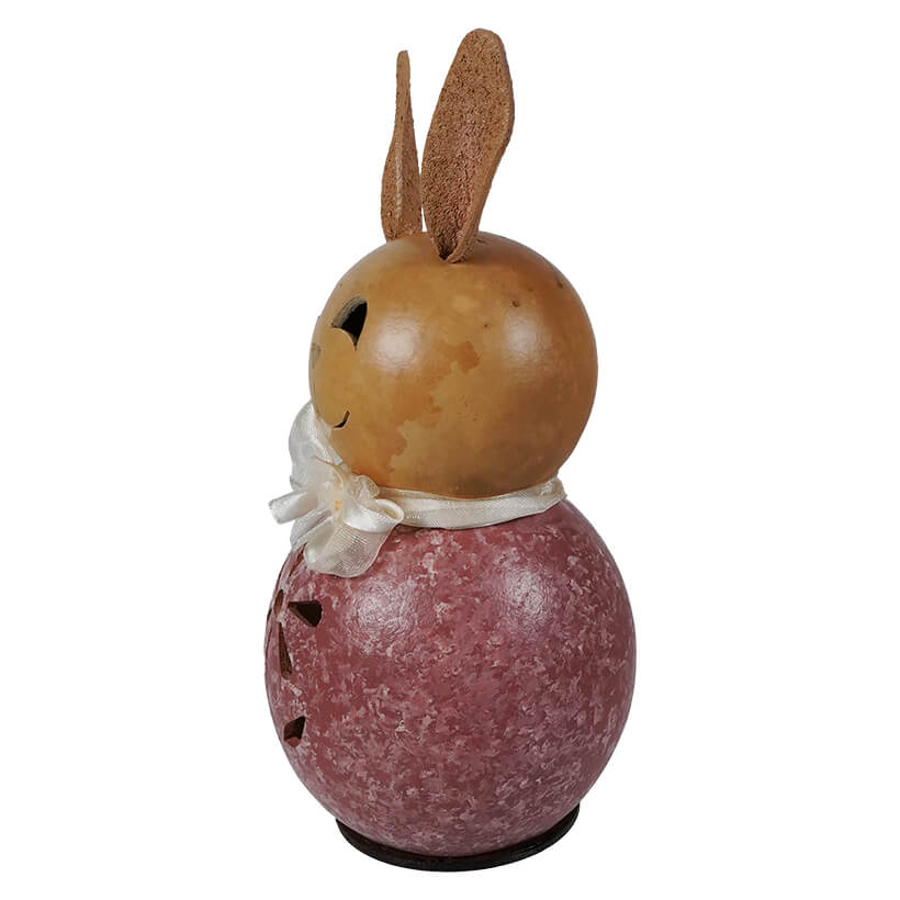 Miniature Pink Willow Bunny Gourd With Flower Cutout