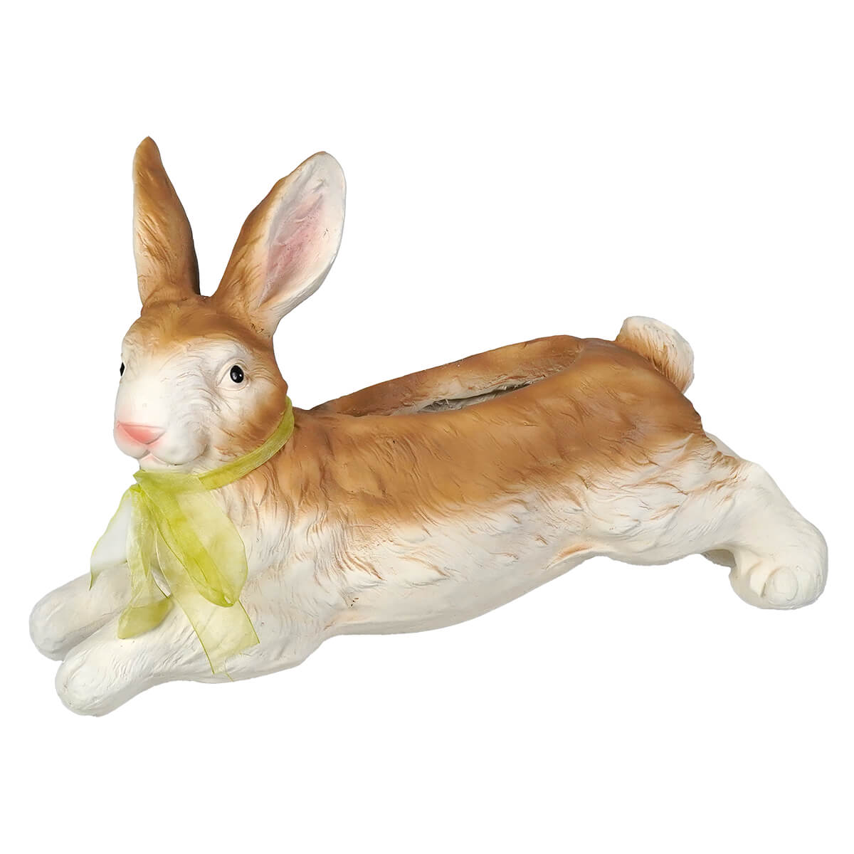 Brown & White Leaping Bunny Planter