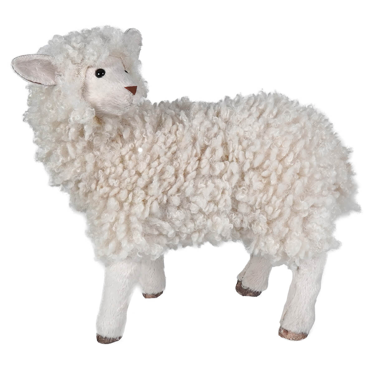 Plush Lamb Stuffed Animal 8 Sheep Cream & Pink Checkered Bow