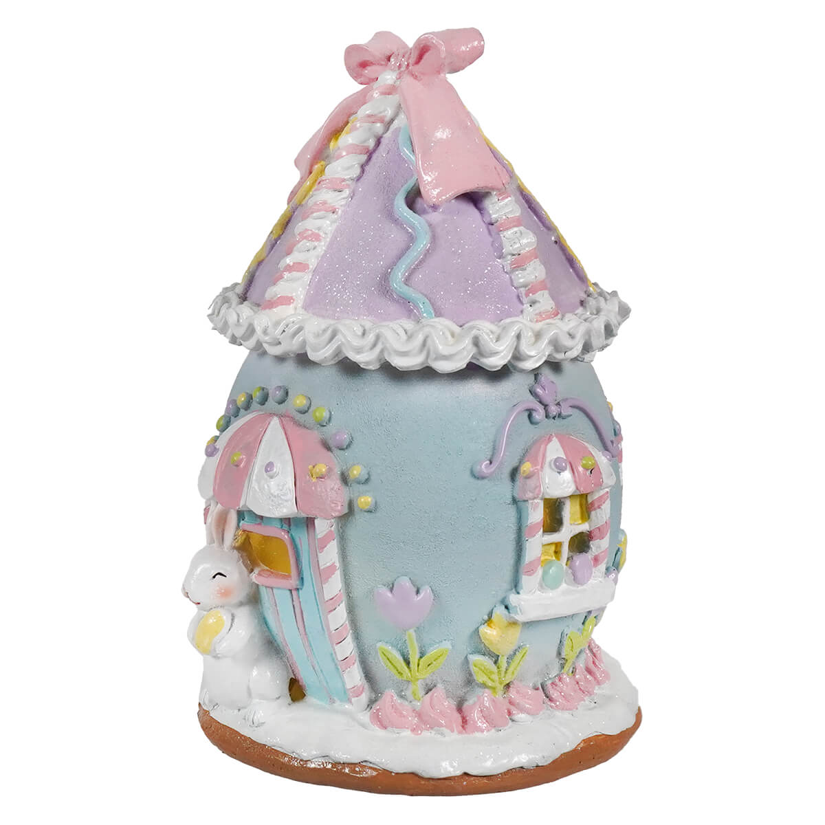 7" Blue Lighted Pastel Easter Bunny House