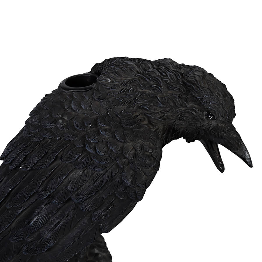 Resin Black Raven Candle Holder