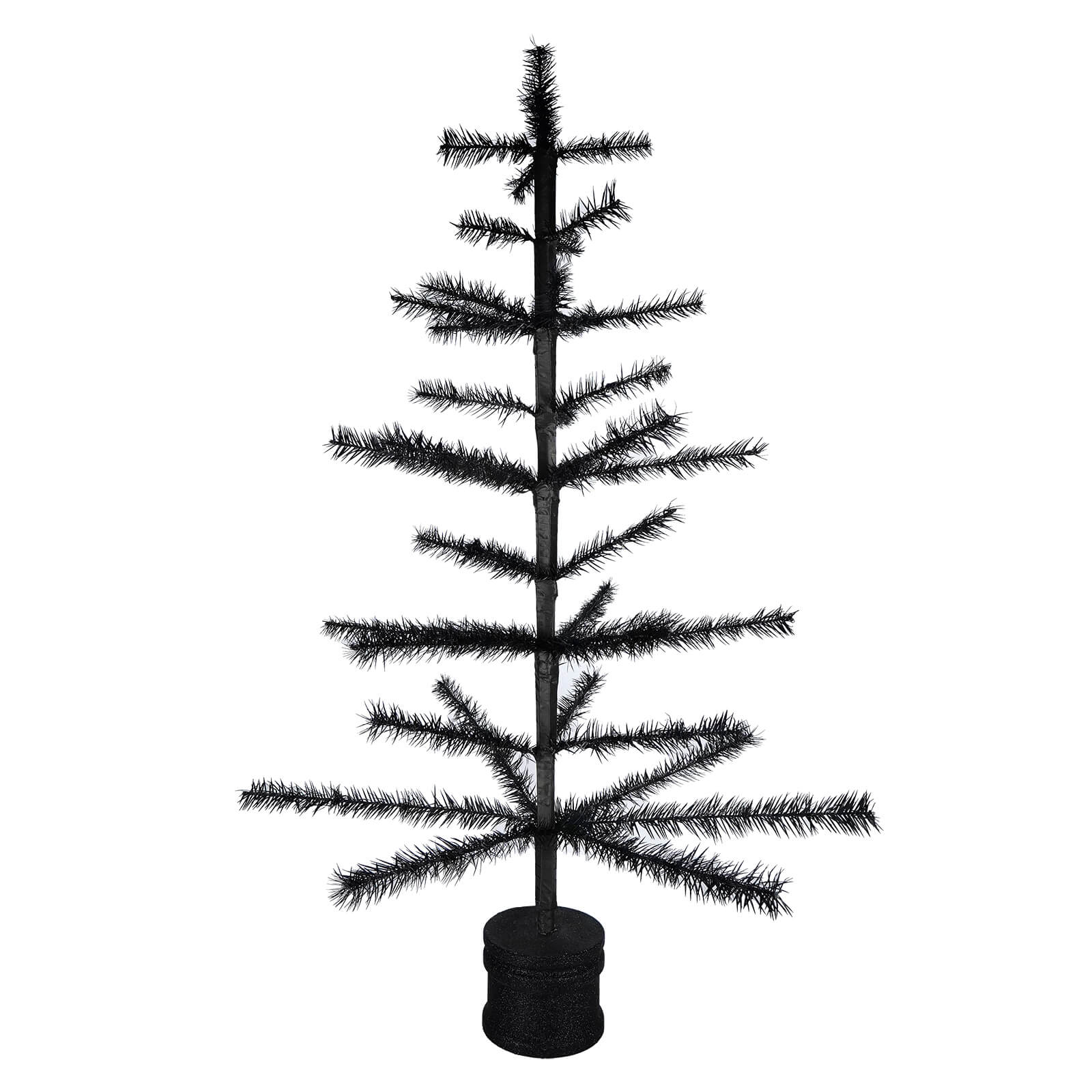 36" Black Halloween Feather Tree