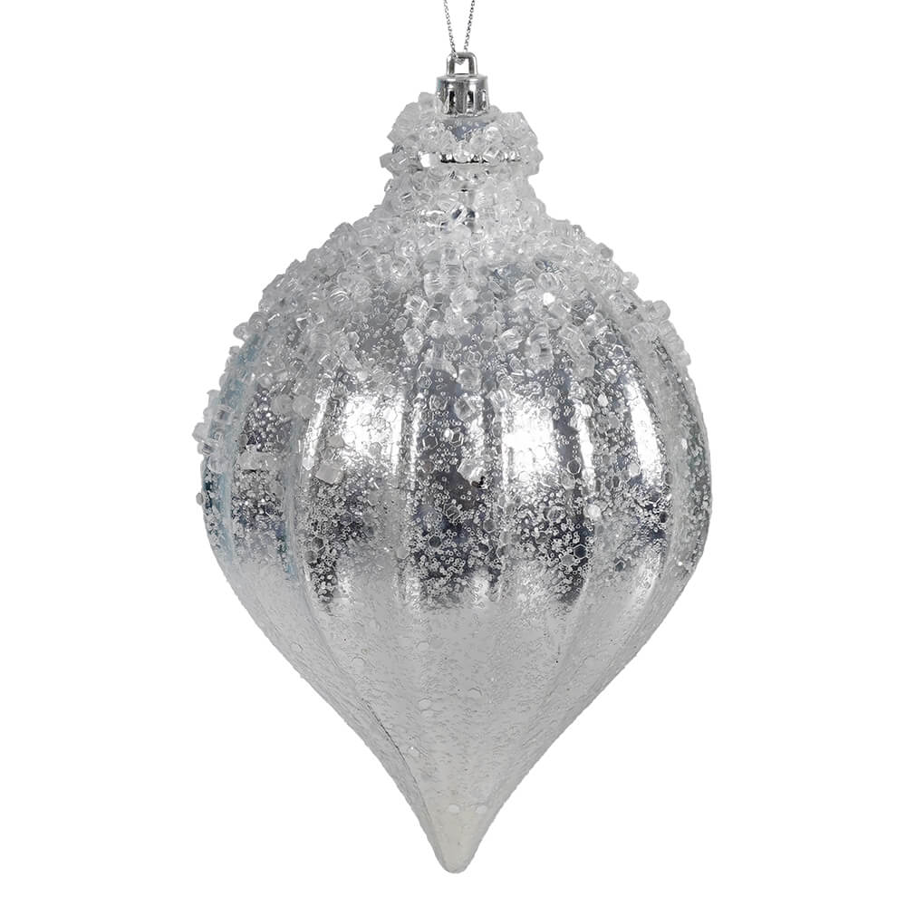 Silver Metalic Ridged Iced Kismet Ornament