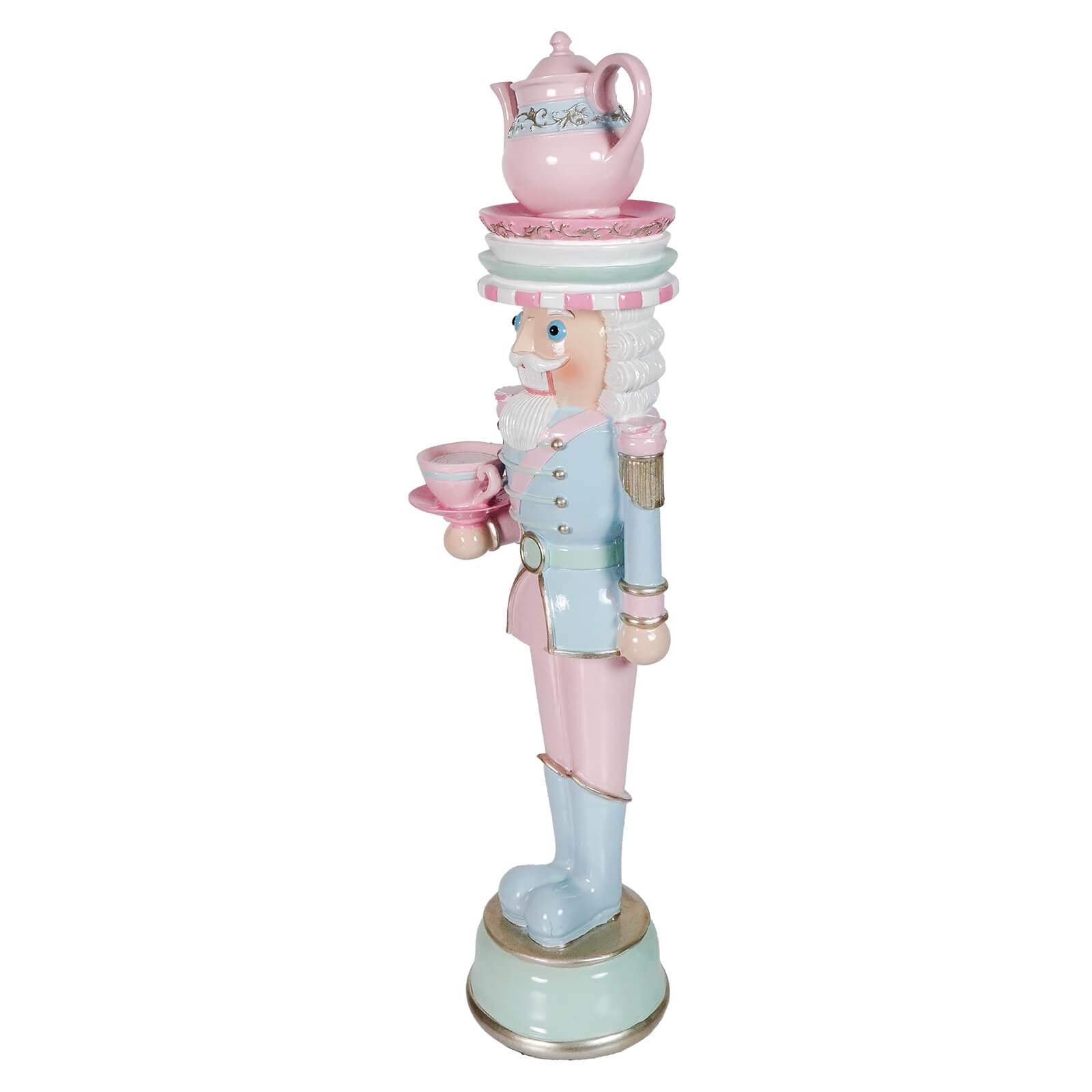 15.75" Pastel Resin Dessert Toy Soldier Balancing Teapot