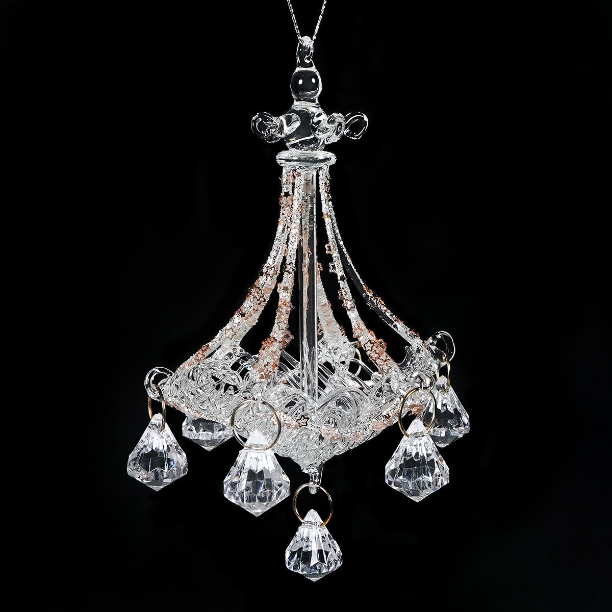 7" Glass Star Adorned Chandelier Ornament