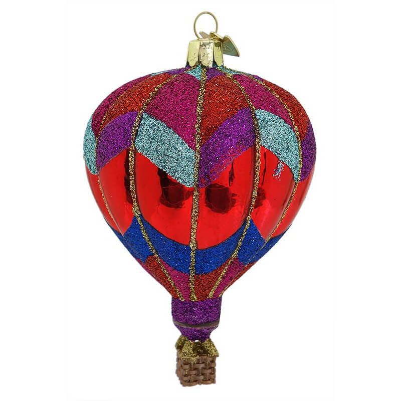 Red Chevron Stripe Hot Air Balloon Ornament
