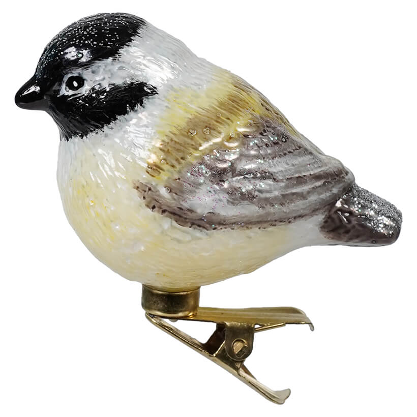 Black & Yellow Glass Chubby Bird Clip-On Ornament