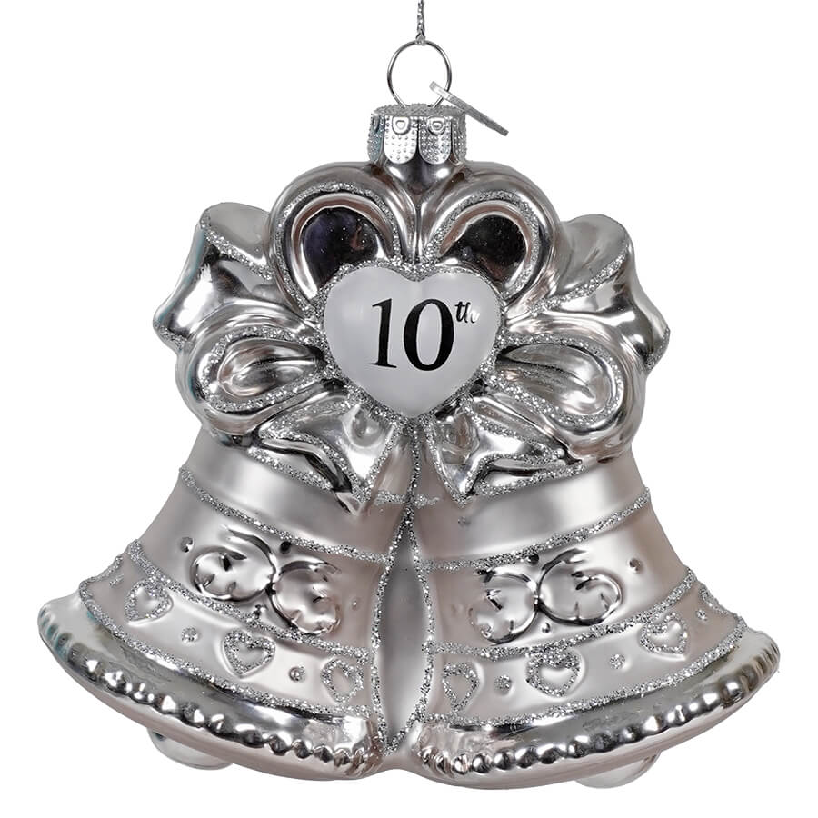 "10th Anniversary" Glass Bell Ornament
