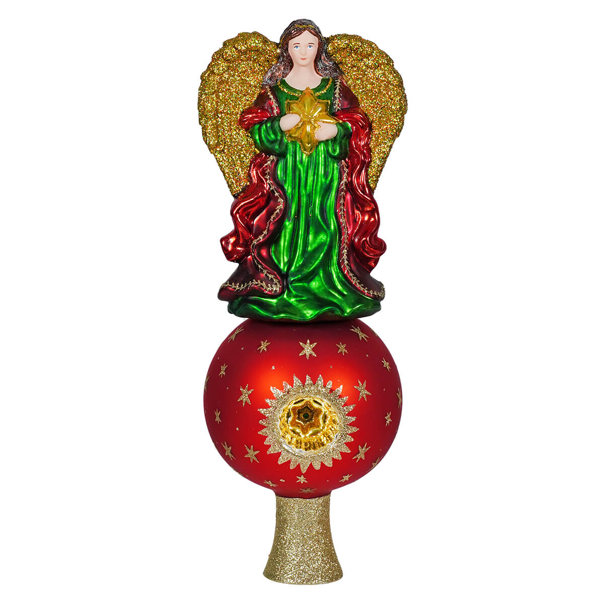 Glass Finial Angel Treetop With Reflector
