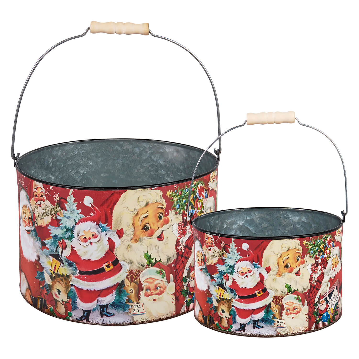 Vintage Christmas Buckets Set/2