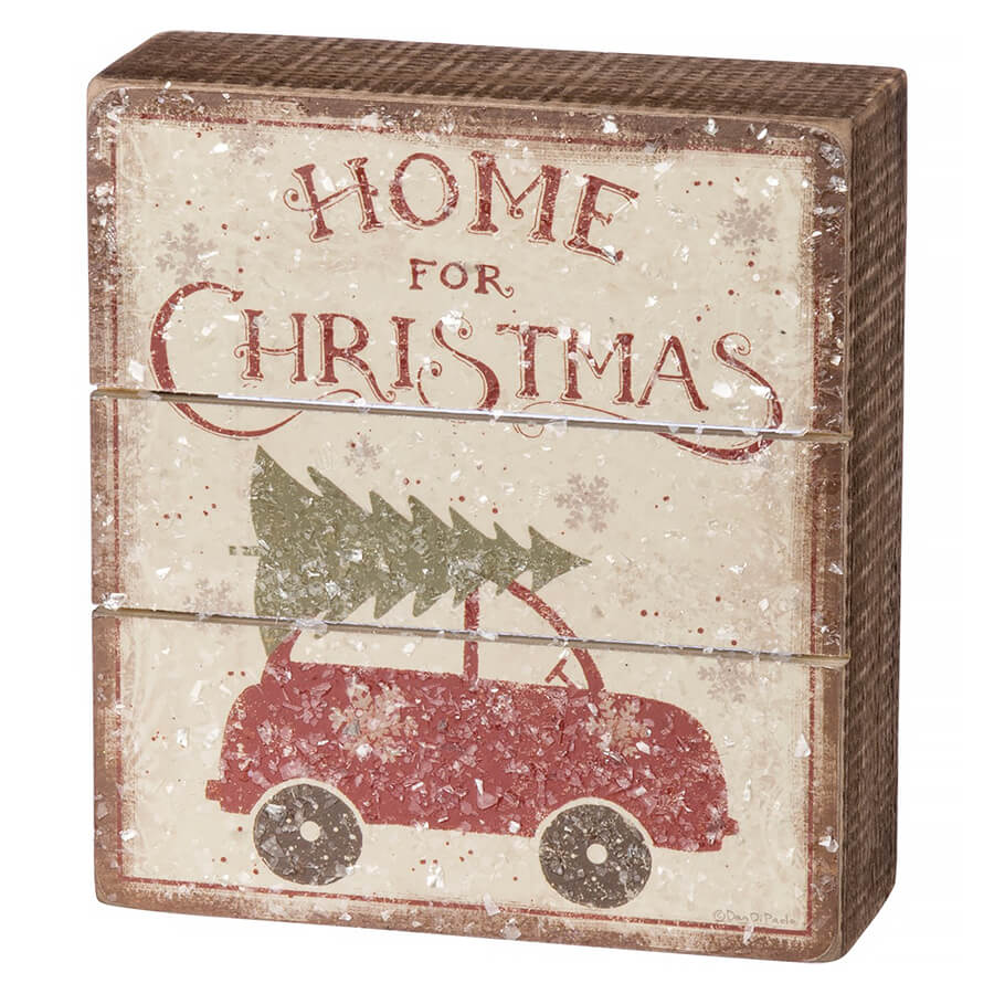 Home For Christmas Slat Box Sign