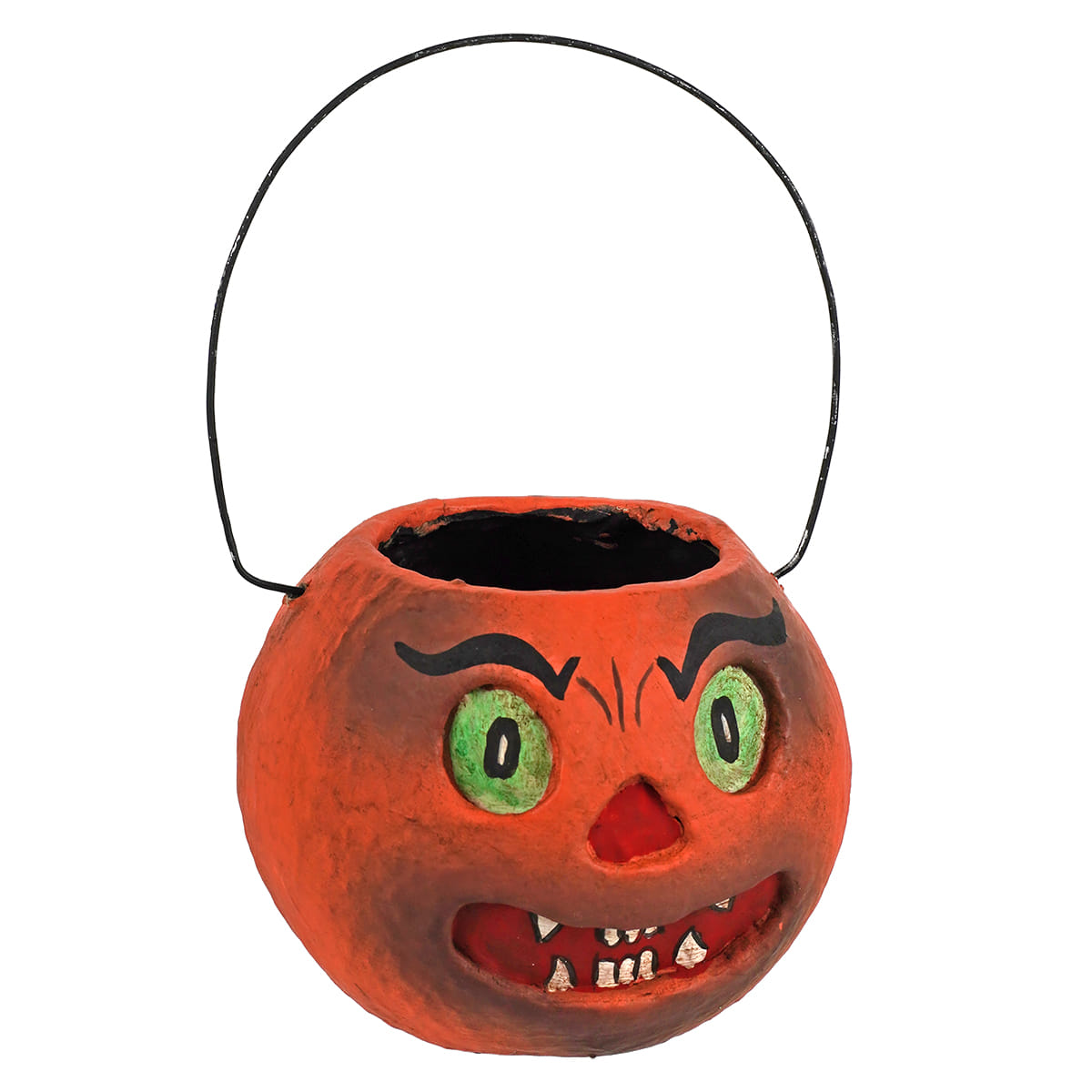 Vintage Halloween Fanged Orange Pumpkin Bucket