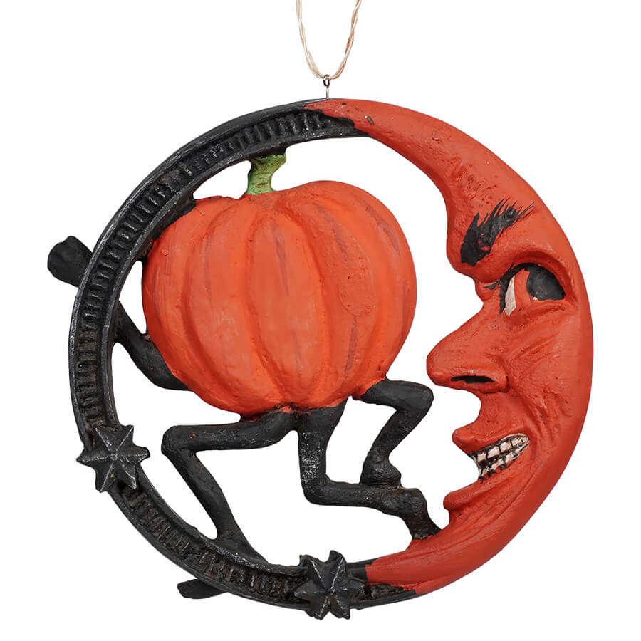 Vintage Halloween Pumpkin On Moon Ornament – Traditions