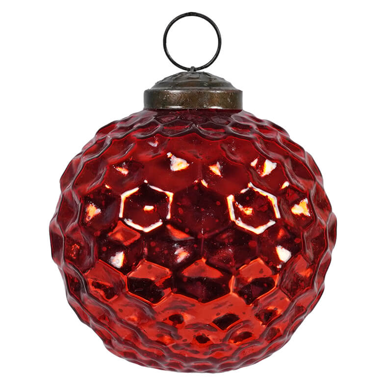 Red Geometric Kugel Ornament