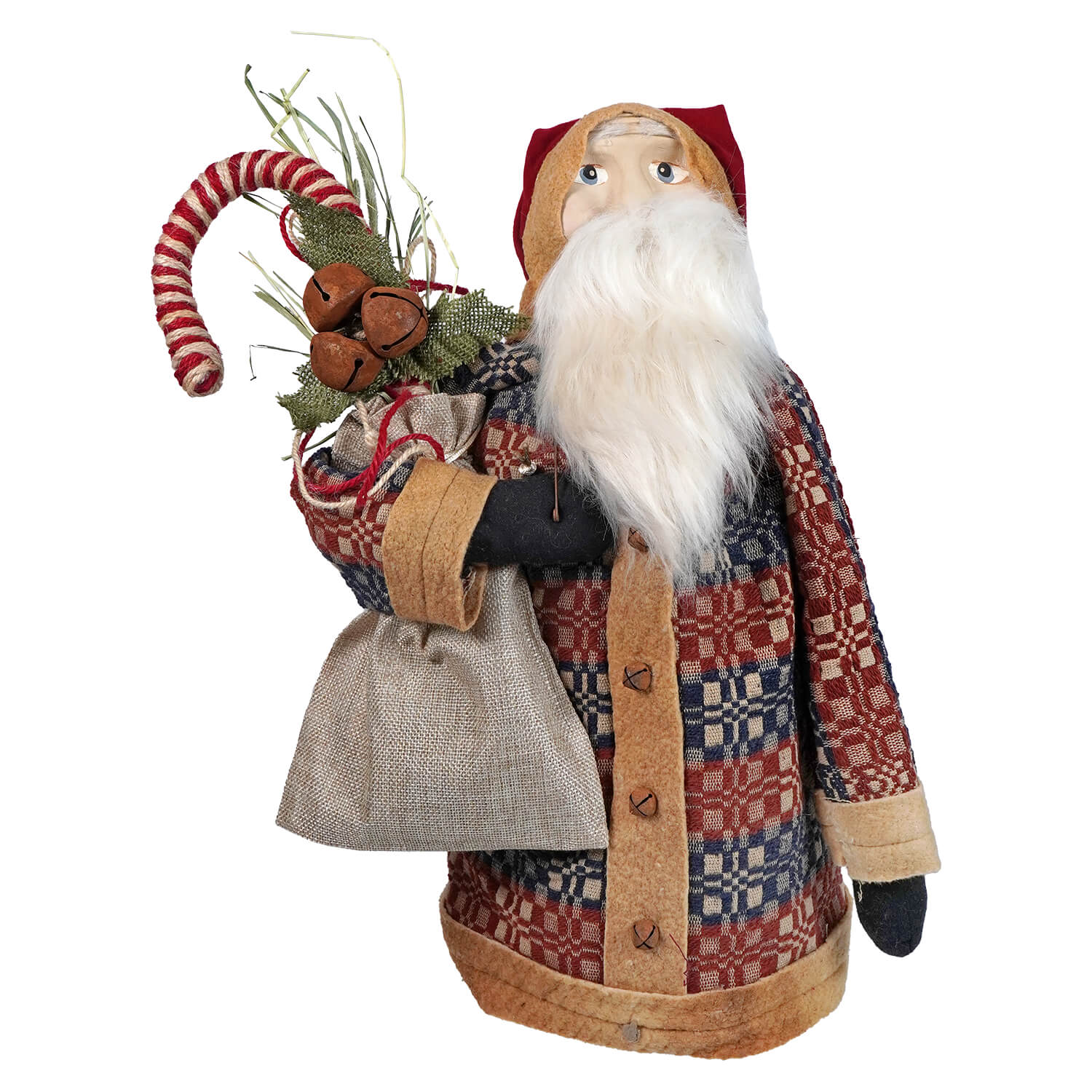 Red, White & Blue Attire Pencil Santa Holding Stocking