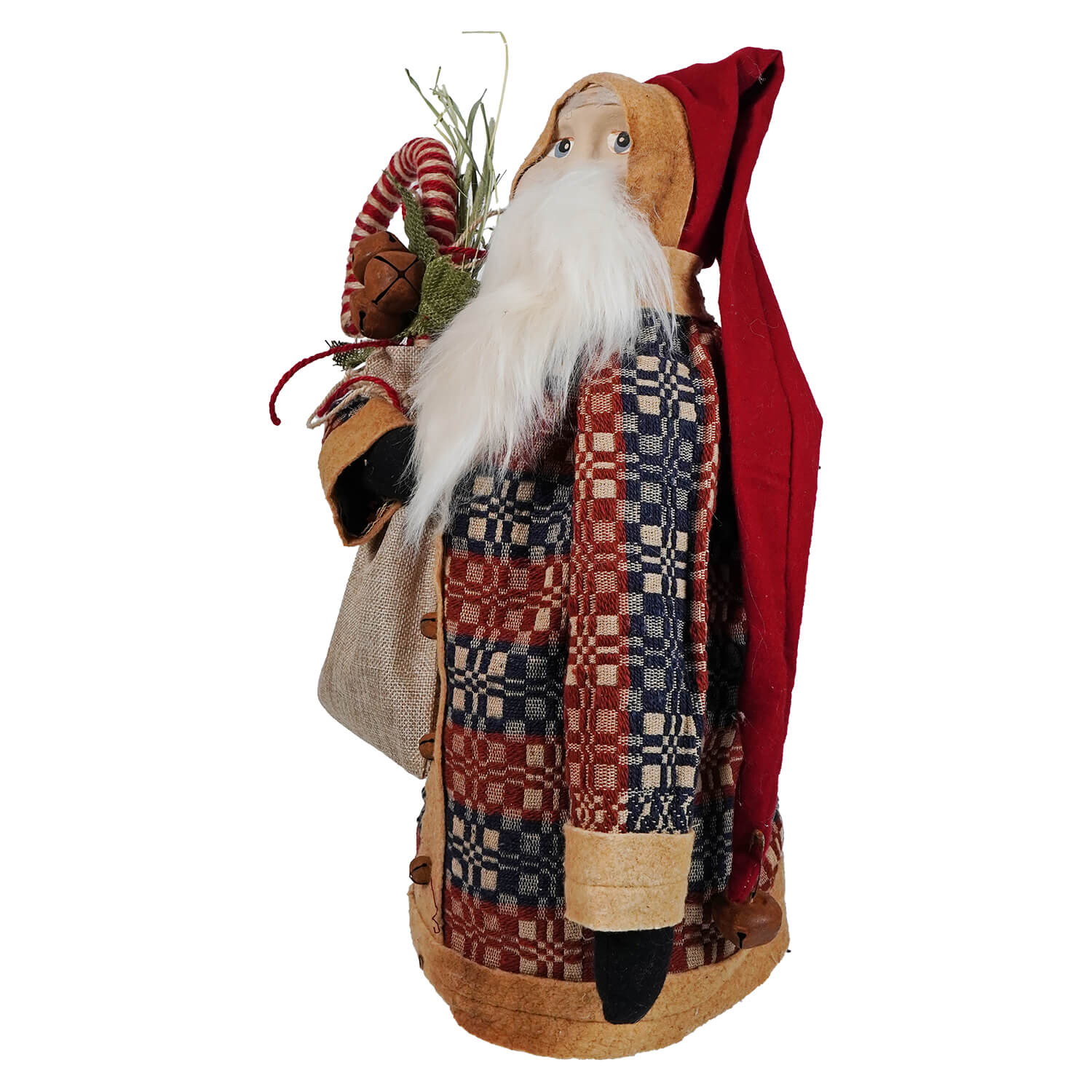 Red, White & Blue Attire Pencil Santa Holding Stocking