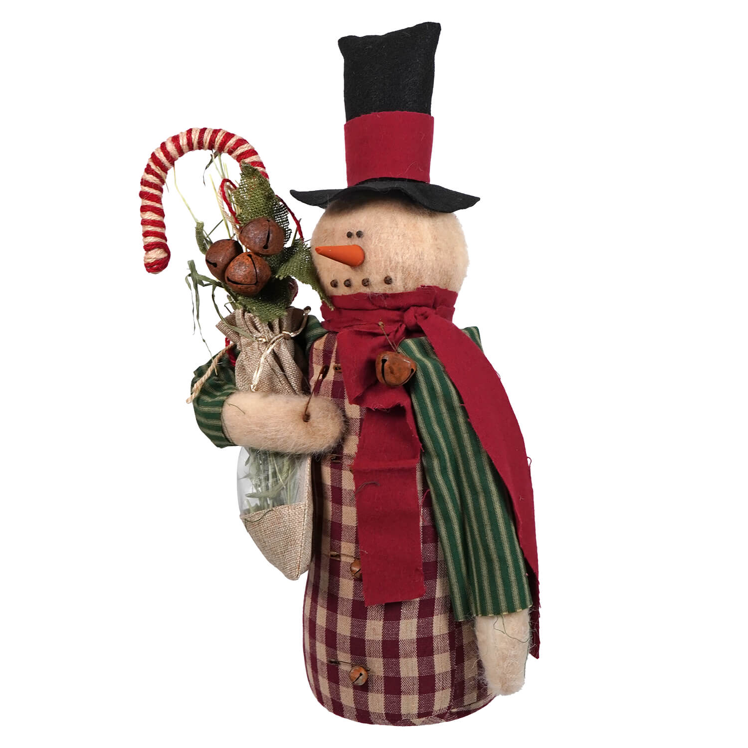 Traditional Christmas Attire Pencil Snowman Holding Stocking
