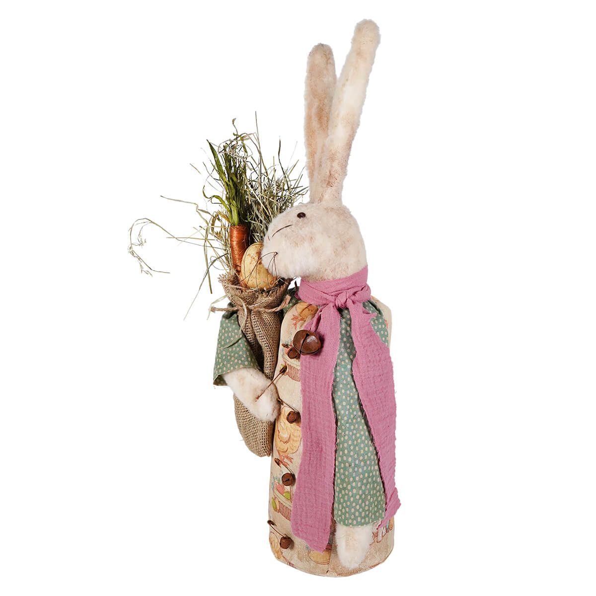 Easter Attire White Bunny Holding Sack Of Goods