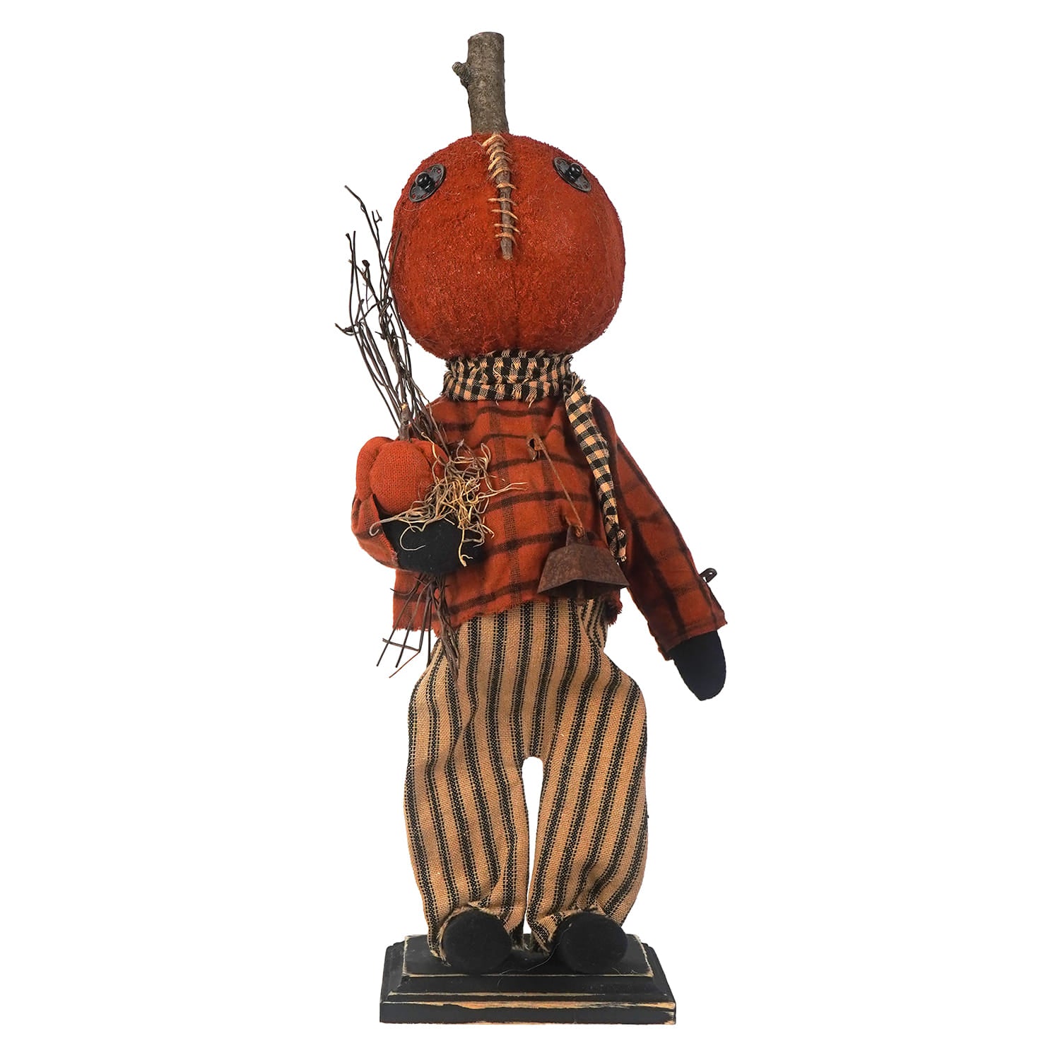 Elmer Pumpkin Head Boy Wearing Plaid Slacks & Holding Pumpkin