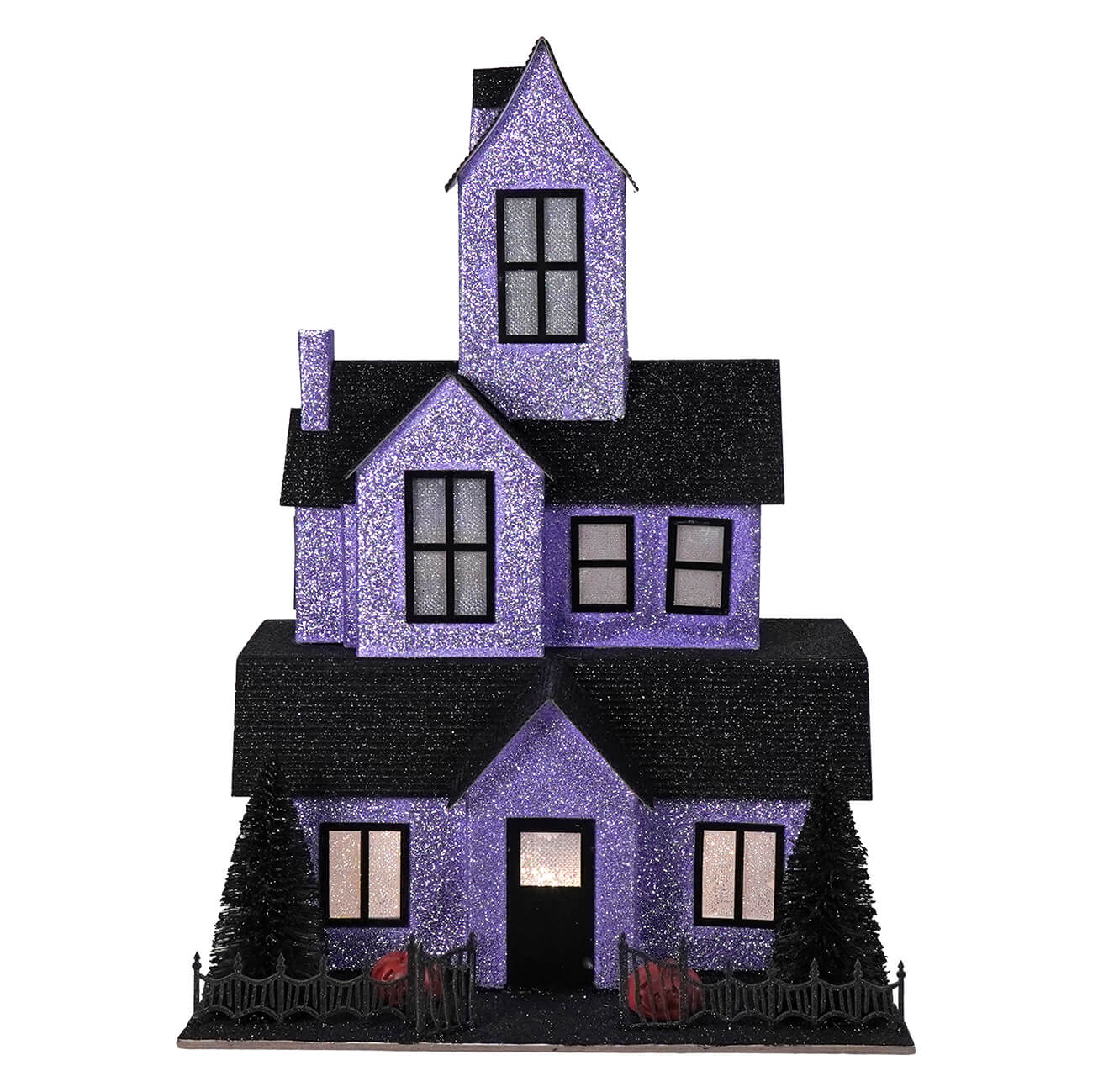 12.75" Lighted Purple Haunted House
