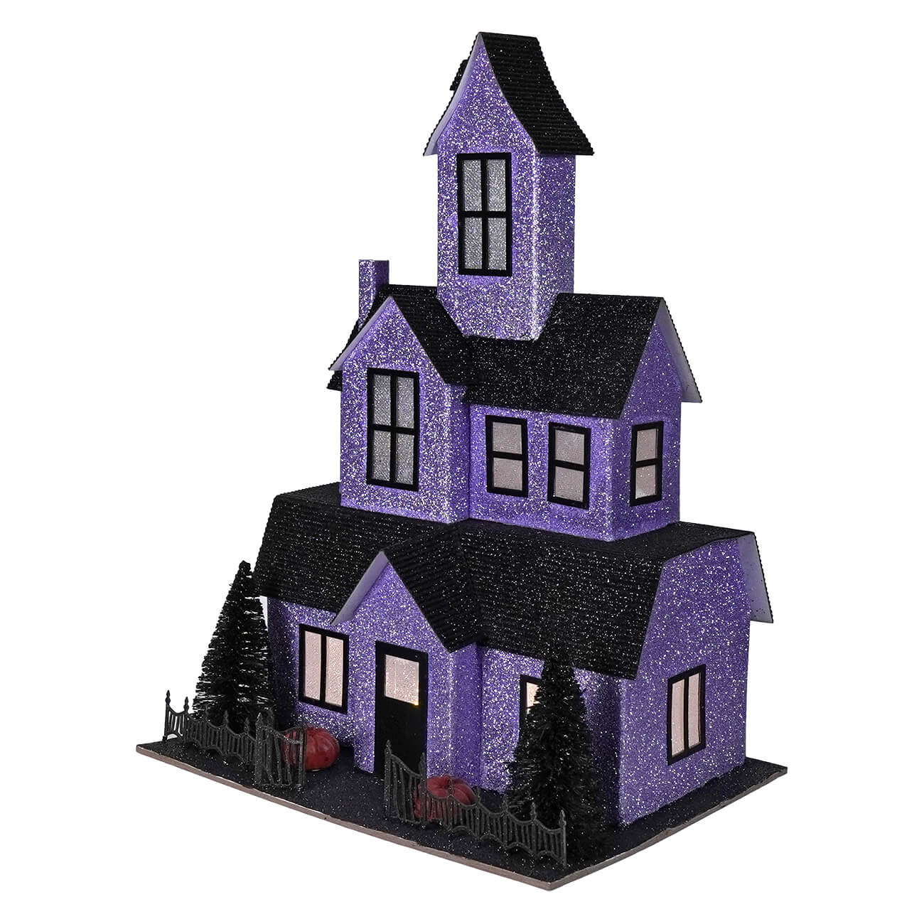 12.75" Lighted Purple Haunted House