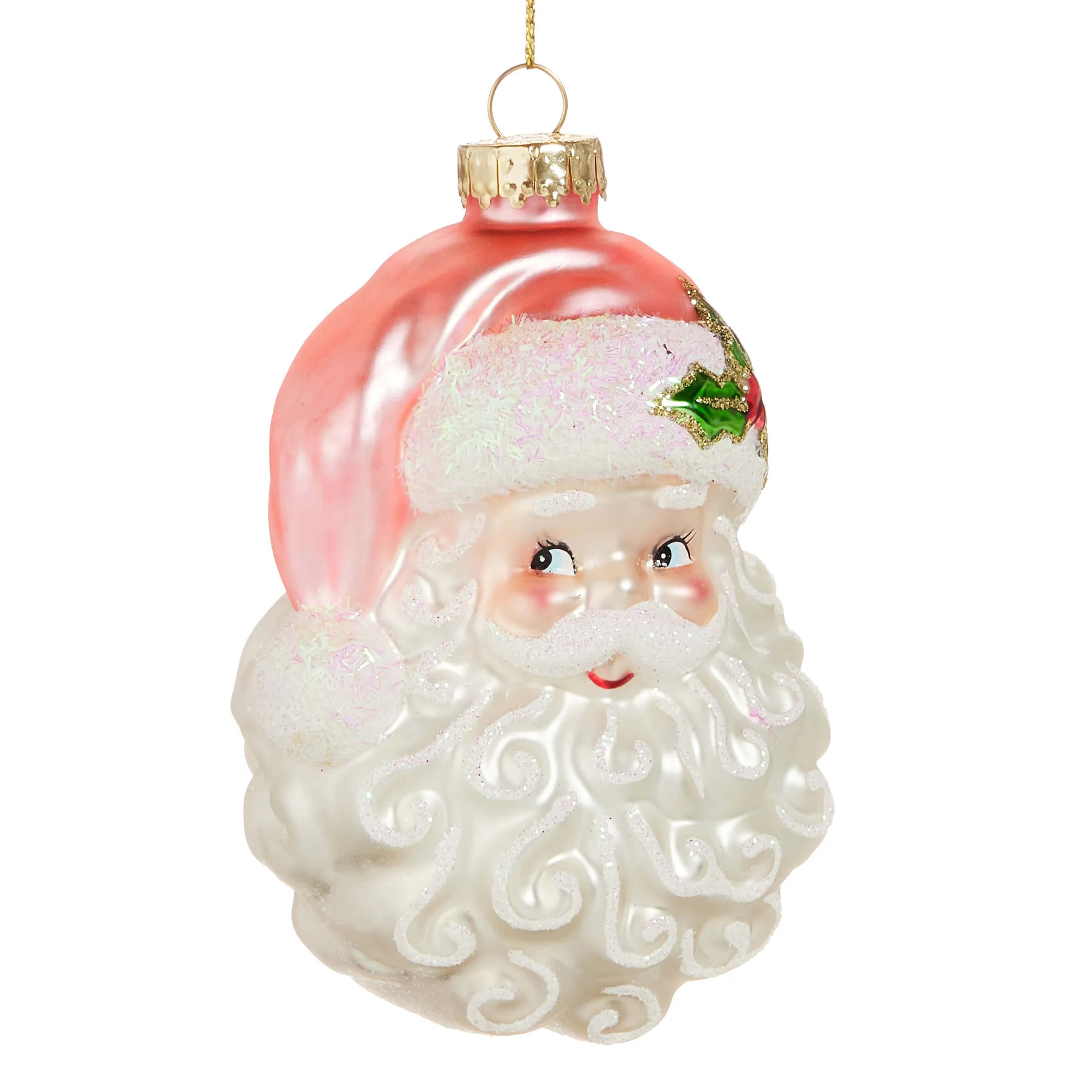 Pink Santa Head Ornament