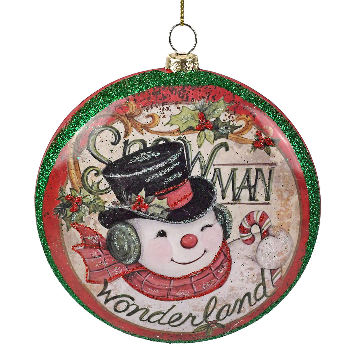 4.75" Coming To Town Snowman "Wonderland" Glass Ornament
