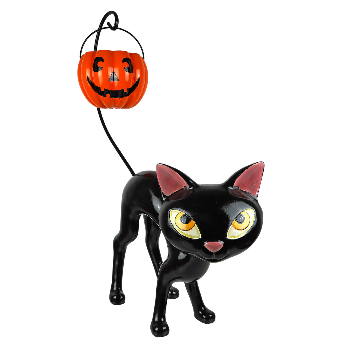26" Black Cat With Candy Pumpkin Bucket