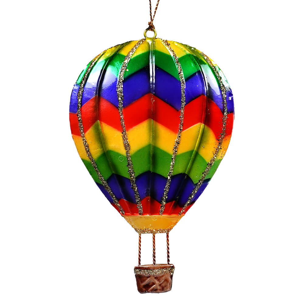 Tin Multi Color Chevron Hot Air Balloon Ornament