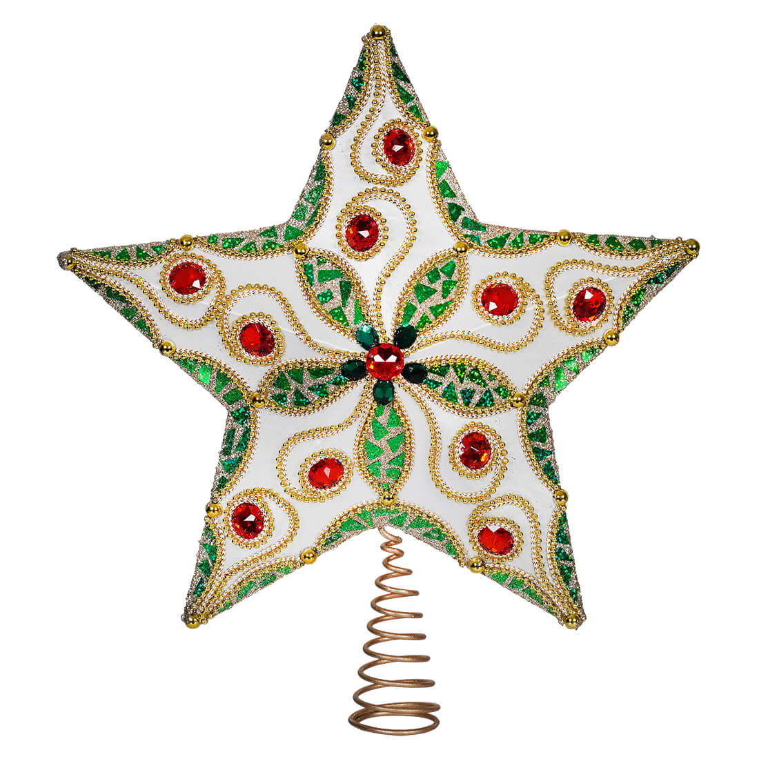 Green, Red & Gold Star Tree Topper