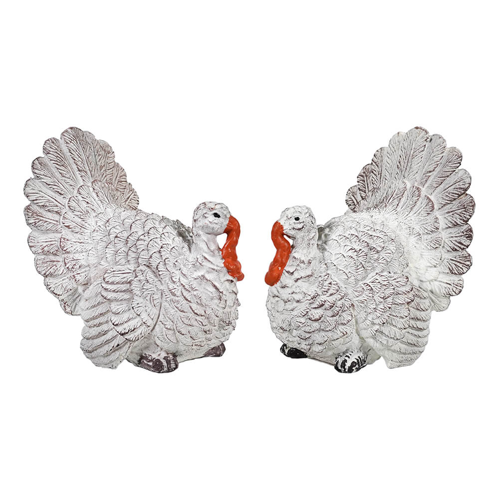 White Harvest Turkeys Set/2