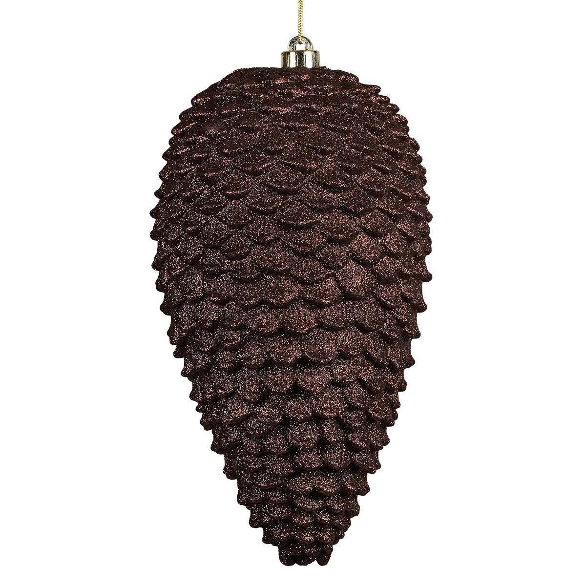 Large Copper Glittered Holiday Pinecone Ornament