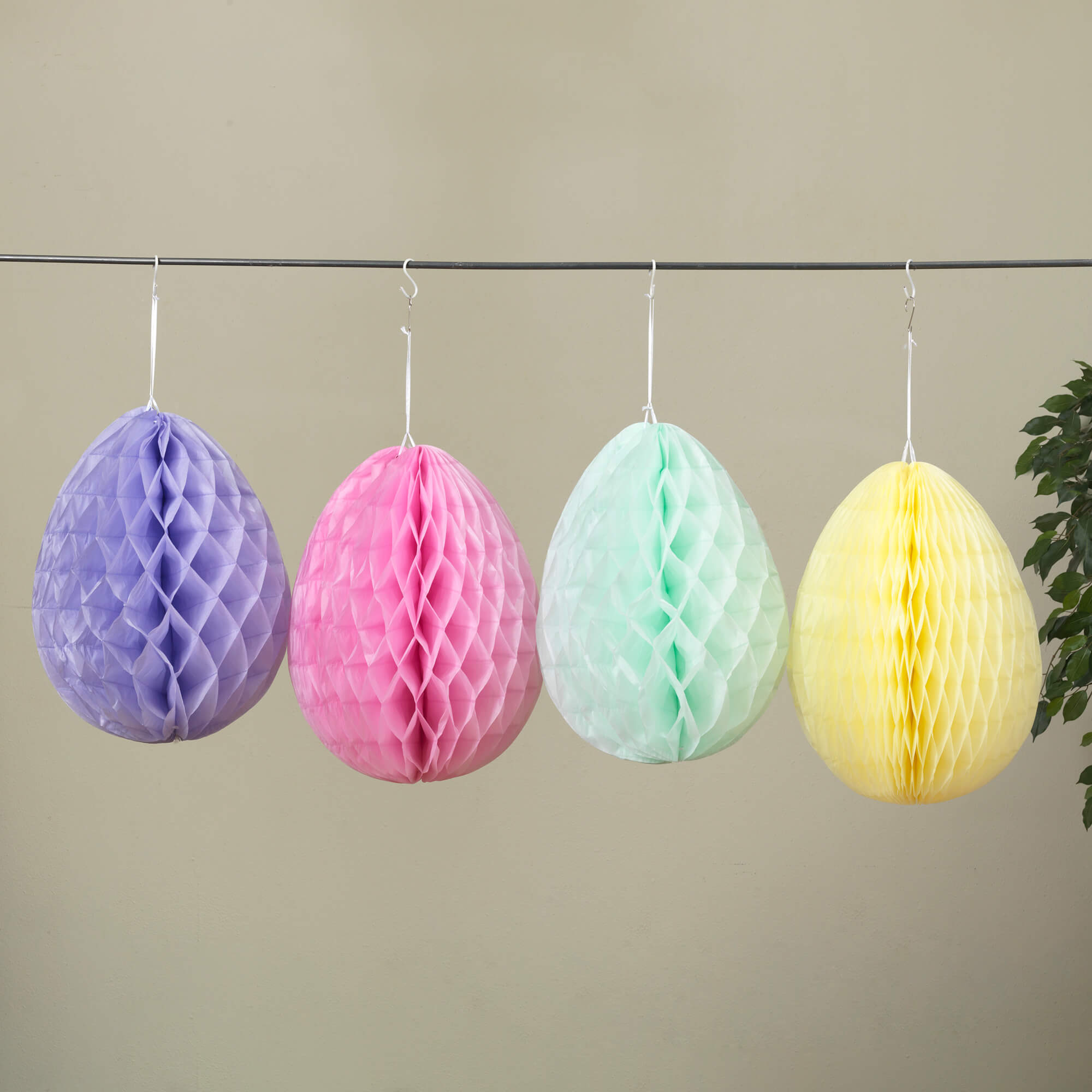 Large Colorful Paper Easter Egg Ornaments Set/4