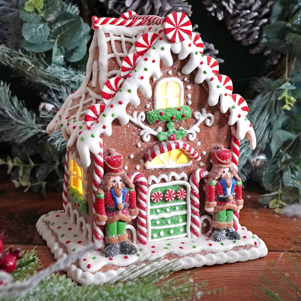 Lighted Clay Dough Nutcracker Gingerbread House