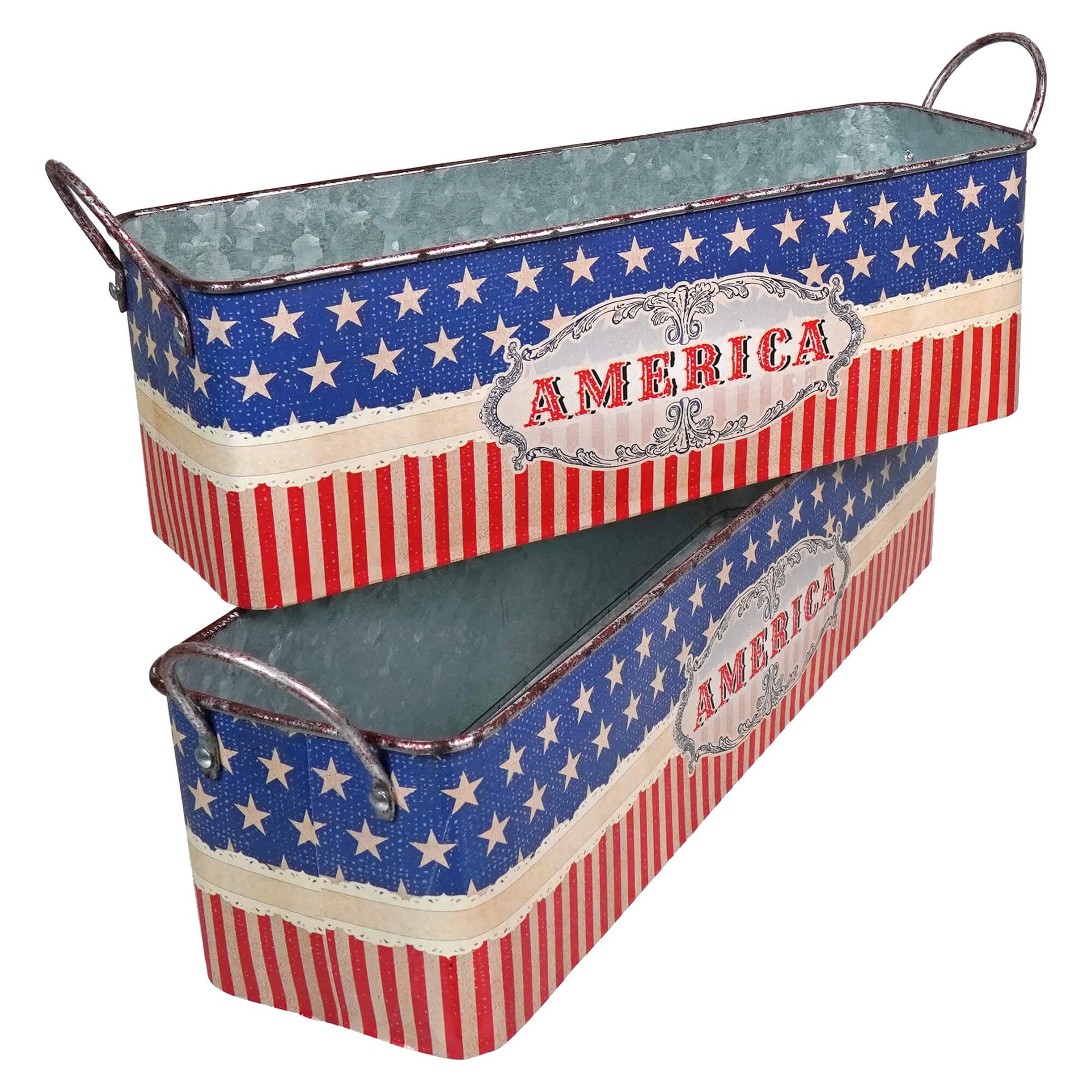 12-15" Nesting Metal Americana Buckets Set/2